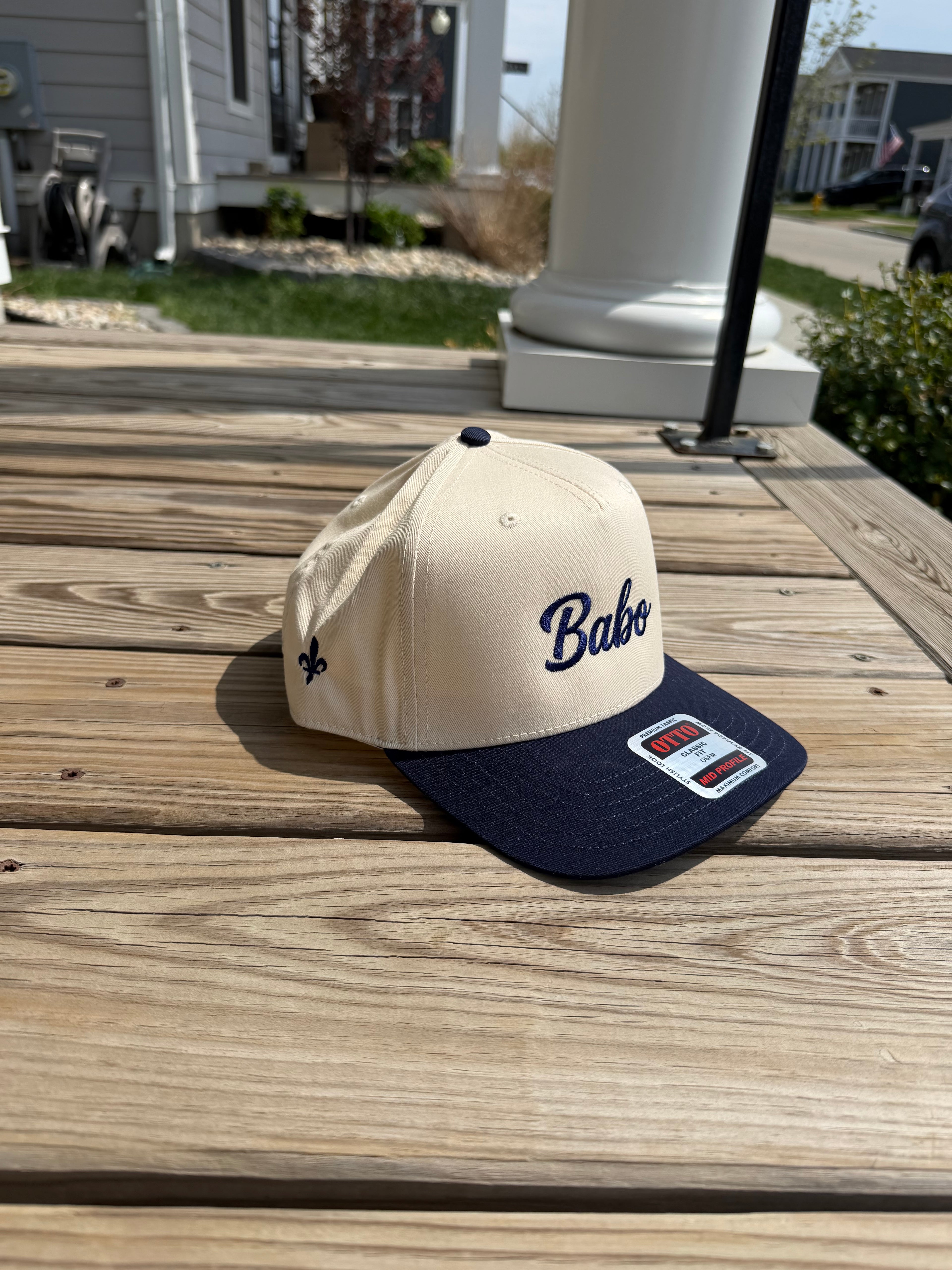 Babo Mid-Profile Baseball Cap - Navy Embroidery | Ljiljan
