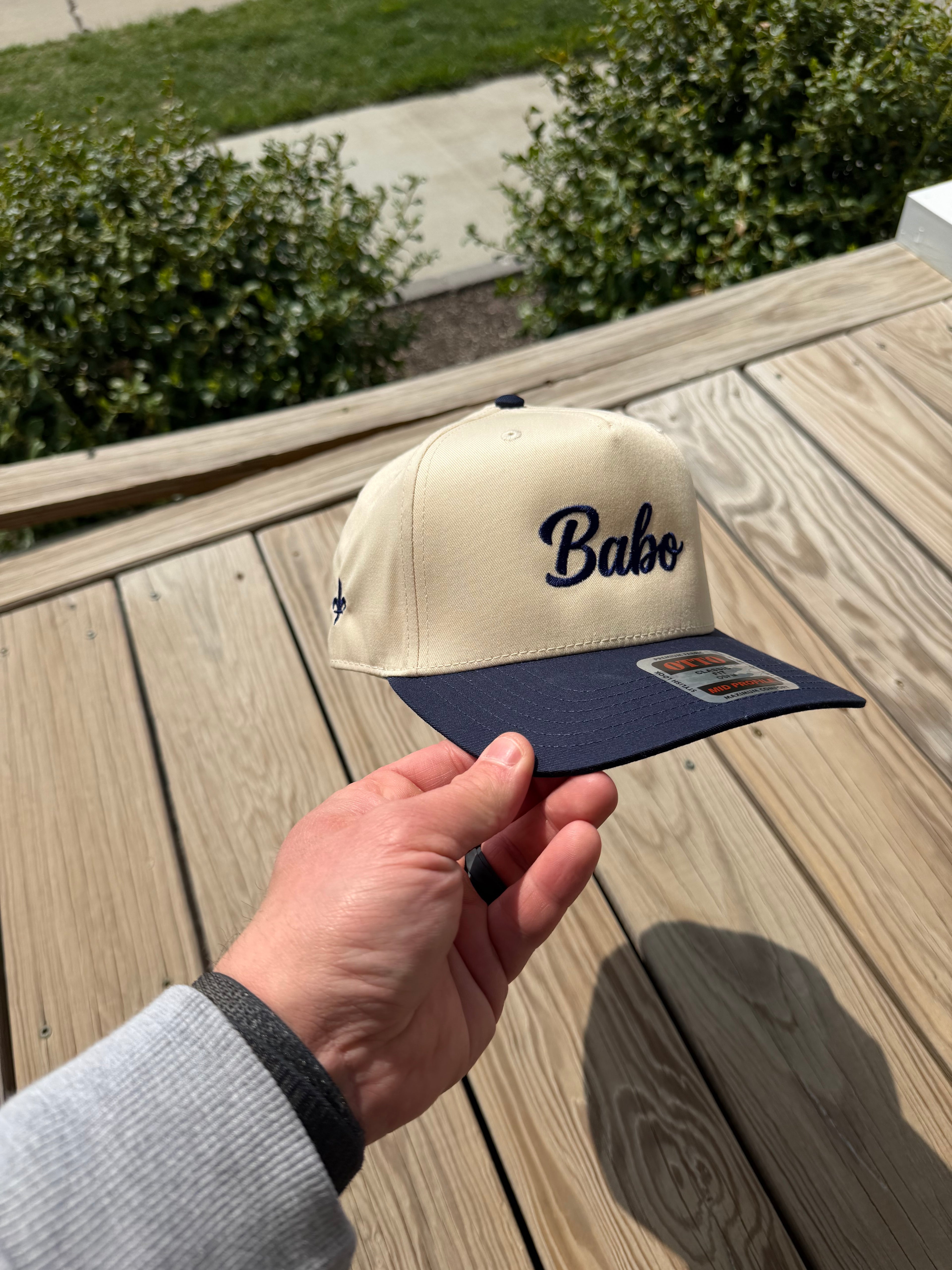 Babo Mid-Profile Baseball Cap - Navy Embroidery | Ljiljan