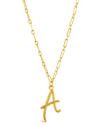 Textured Initial Charm Pendant Necklace