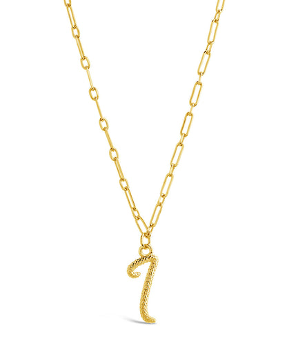 Textured Initial Charm Pendant Necklace
