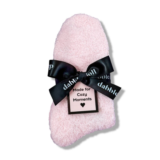 Cozy Moments Fluffy Socks - Pink with Ribbon
