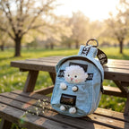Kawaii Denim Crossbody Sling Bag with Sheep Charm Adjustable Strap
